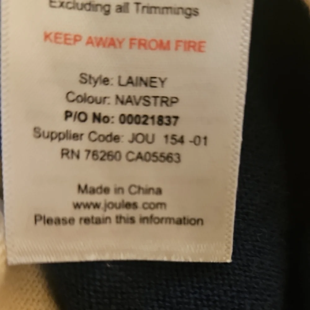 Joules Blue and Cream Striped Sweater with Pink and Yellow Accents - Picture 6 of 6